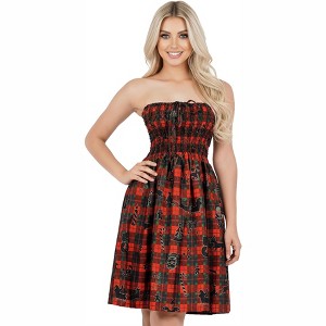 LA LEELA Women's Casual Beach A line Slit Smocked Mini Dress Tube Top  Evening Short Strapless Christmas Tree Dresses for Women One Size Red :  Target
