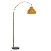 ALOADECOR 75" 1-Light Arc Floor Lamp with Brown Rattan Shade and Black Marble Base - 3 of 4