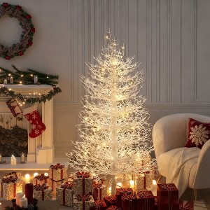 4 FT Pre-Lit Aspen Fir Artificial Christmas Tree, Hinged Xmas Tree with 280 Snow-Flocked Branch Tips & 230 Warm White LED Lights for Home & Party - 1 of 4