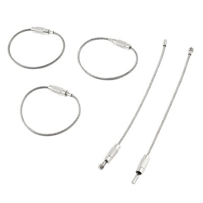 Unique Bargains Flexible Stainless Steel Wire Cable Rope Key Ring Keychain 4.3" Long 5 Pcs 38mm Dia