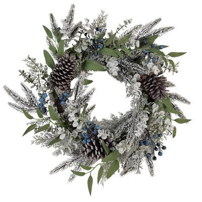 Kurt Adler 24-inch Un-lit Decorated Rattan Wreath With Blueberries : Target