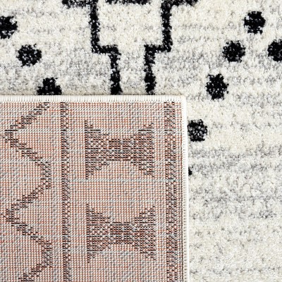 Boho-Chic Black and Ivory Hand-Knotted Round Area Rug