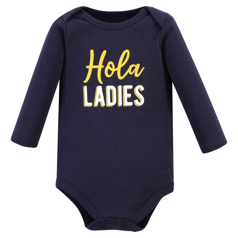 Hudson Baby Infant Boy Cotton Long-Sleeve Bodysuits, Hola Ladies 5-Pack, 3 of 8