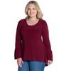 24seven Comfort Apparel Womens Long Bell Sleeve High Low Plus Size Tunic Top - 2 of 4