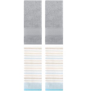 REGALWOVEN 4 Pcs Cotton Soft Comfortable Absorbent Striped Hand Towel - 1 of 4
