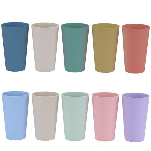 Itopfox Wheat Straw Unbreakable Cup Set of 10 | 20 oz Reusable Drinking Glasses | Lightweight Tumblers for Kitchen & Outdoor | Dishwasher Safe - 1 of 4