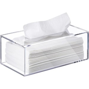 Clear Tissue Box, Acrylic Facial Tissue Box Holder Bathroom Tissue Holder, Modern Tissue Dispenser Decorative Box - Elavain - 1 of 4