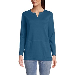 Lands' End Women's Cotton Polyester Long Sleeve Tunic with Pockets - 1 of 2