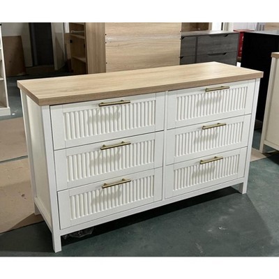 Nasitip 6 Drawer Dresser for Bedroom, Wooden Closet Storage Chest for Living Room, Hallway, Entryway