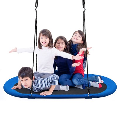 Tangkula 60" Flying Saucer Tree Swing Set Outdoor Oval Swing Adjustable Hanging Ropes for Kids Colorful/Blue/Green/Purple