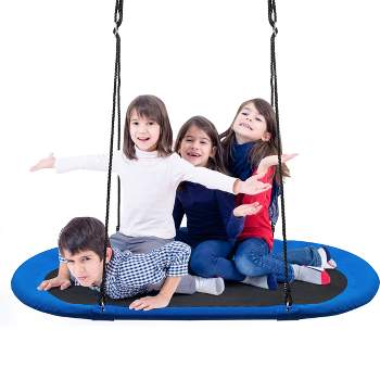Tangkula 60" Flying Saucer Tree Swing Set Outdoor Oval Swing Adjustable Hanging Ropes for Kids Colorful/Blue/Green/Purple