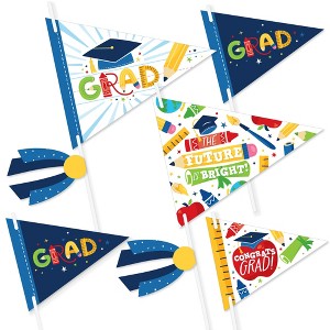 Big Dot of Happiness Elementary Grad - Triangle Kids Graduation Party Photo Props - Pennant Flag Centerpieces - Set of 20 - 1 of 4