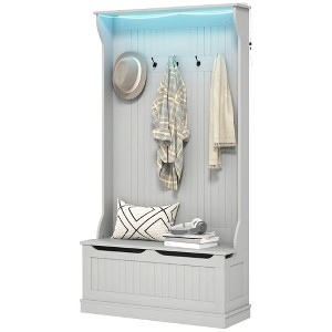 3-In-1 Entryway Bench with Coat Rack, Hall Tree with Bench and Shoe Storage - 1 of 4