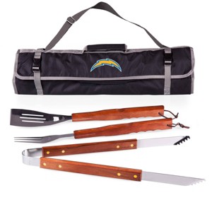 NFL Los Angeles Chargers Picnic Time 3pc BBQ Tote and Tools Set - Black - 1 of 4