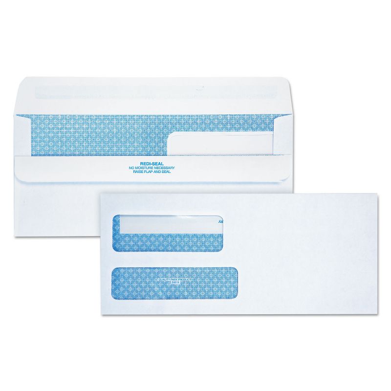 Quality Park Redi-Seal Envelope Security #9 Double Window Contemporary White 250/Carton 24519, 1 of 4