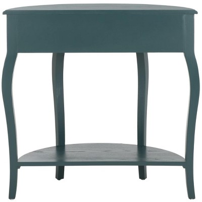Teal Demilune Wood Console Table with Storage