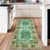 Coolmee Area Rugs Washable,Boho Vintage Bohemian Distressed Oriental Carpet Non Slip, Floral, for Living Room Bedroom Nursery Old Green - 2 of 4