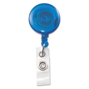 Advantus Translucent Retractable ID Card Reel, 30" Extension, Blue, 12/Pack - 1 of 4