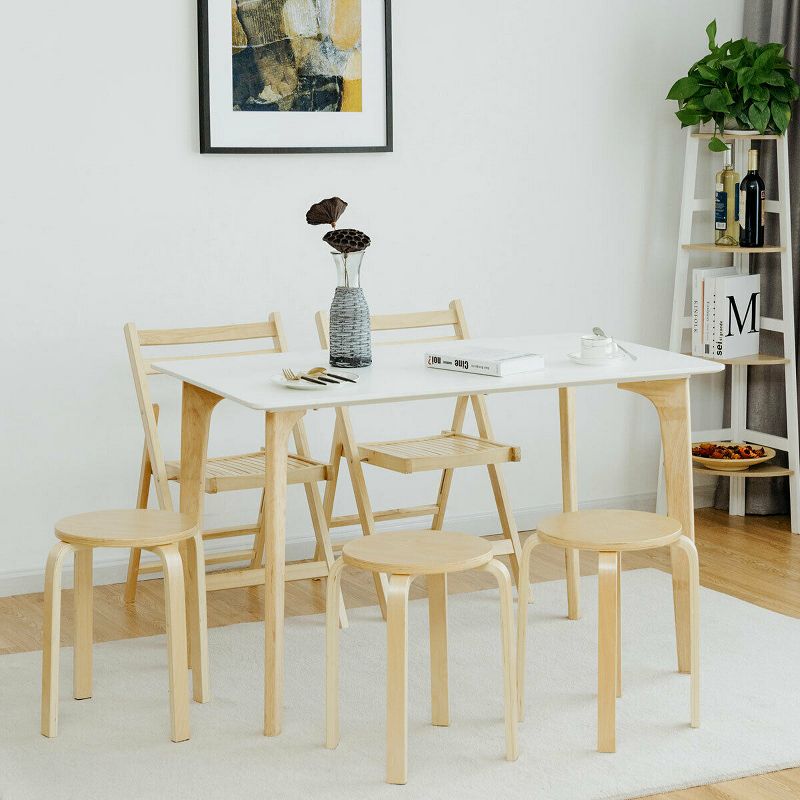 Set of 4 18" Stacking Stool Round Dining Chair Backless Wood Home Decor, 3 of 10