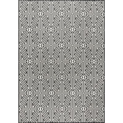 Reversible Black Synthetic 5' x 8' Indoor/Outdoor Easy Care Rug