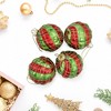 Northlight Glitter Lattice Striped Christmas Glass Ball Ornaments - 3" (80mm) - Red and Green - 4ct - 2 of 4