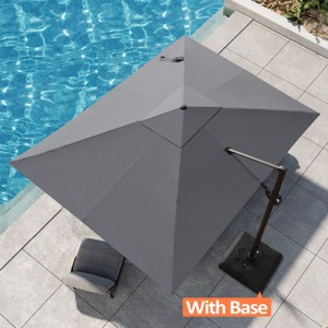 Pellebant 9x11.5FT Cantilever Umbrella Outdoor 360 Degree Rotation Offset Umbrella 6 Heights Adjustable with Base - 1 of 4