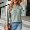 Coolmee Women's Long Sleeve Shirts Fall Tunic Tops Henley V Neck Blouses Dressy Casual Winter Trendy Clothes - 3 of 4