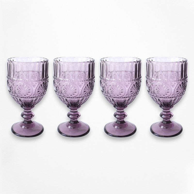 American Atelier Vintage Purple Wine Glasses Set of 4, 12-Ounce Capacity Wine Goblets Vintage Style Glassware, Dishwasher Safe, 3 of 7