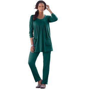 Roaman's Women's Plus Size Long Sleeve Two Pocket Soft Knit Tunic - 1 of 4