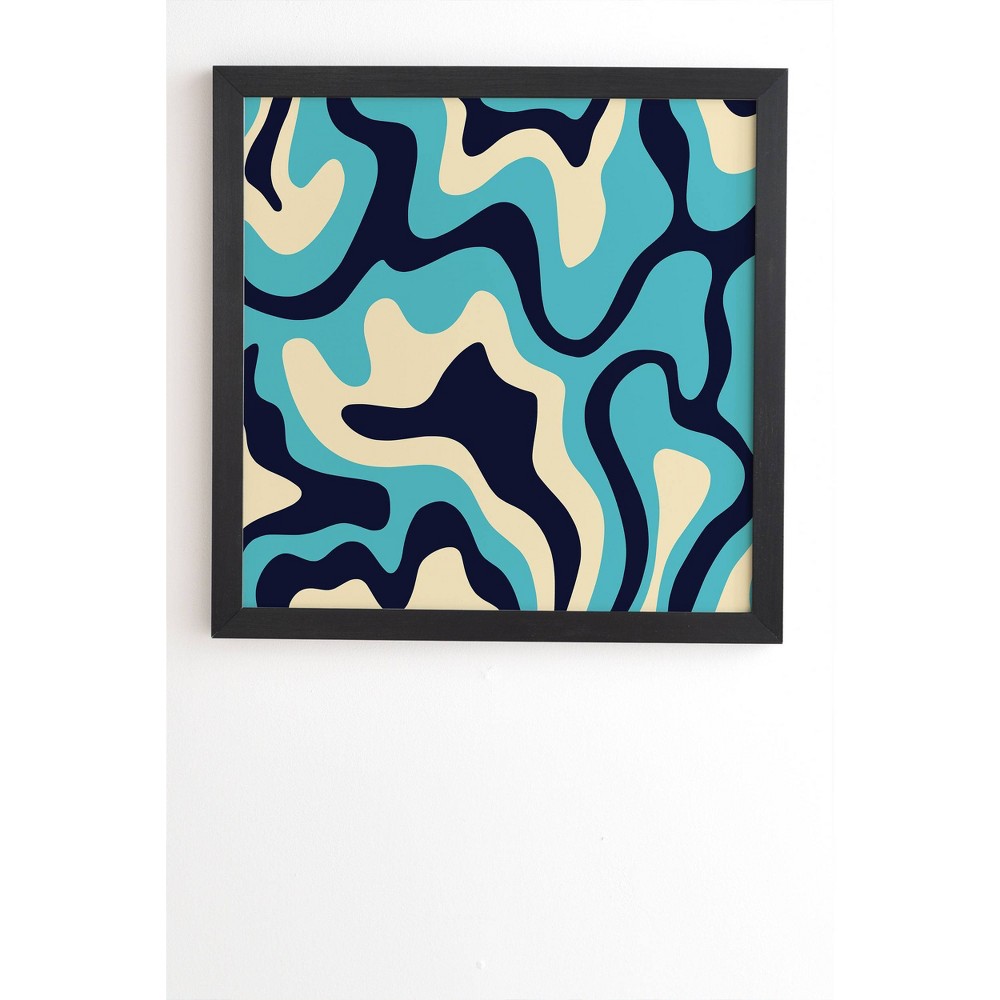 Photos - Other Decoration 12" x 12" Tiger Moth by Brije Garden Framed Wall Art Black/Blue - Deny Designs: Eco-Friendly Bamboo Frame, Modern Decor