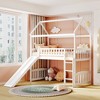 NicBex Twin Size Bunk Bed House Shape Loft Bed Pine Bed Frame with Full Length Guardrail, Slide and Ladder, No Box Spring Required - 2 of 4