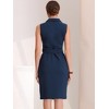 Allegra K Women's Sleeveless V Neck Notched Lapel Double Breasted Belted Work Office Dress - 4 of 4