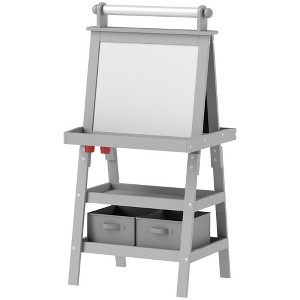 Infurnic Baby Activity Gyms Easel for Kids with Paper Roll, Double Sided Whiteboard and Chalkboard with Painting Paper Stand, Gray, 23.3"*18.9"*46.5" - 1 of 4