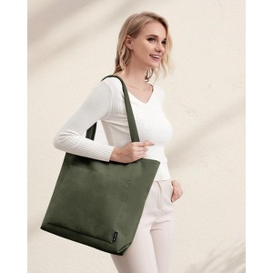 BEAFUP Corduroy Tote Bag: Spacious Vegan Leather Shoulder Bag with Zipper and Pockets for College, Work, and Travel - 1 of 4