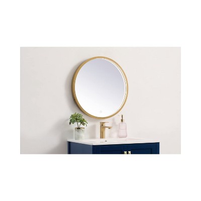 Elegant Brass Round LED Mirror with Aluminum Frame