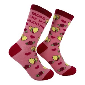 Crazy Dog Women's Tacos Are My Valentine Socks Funny Sarcastic Valentines Day Graphic Novelty Footwear for Ladies - 1 of 4