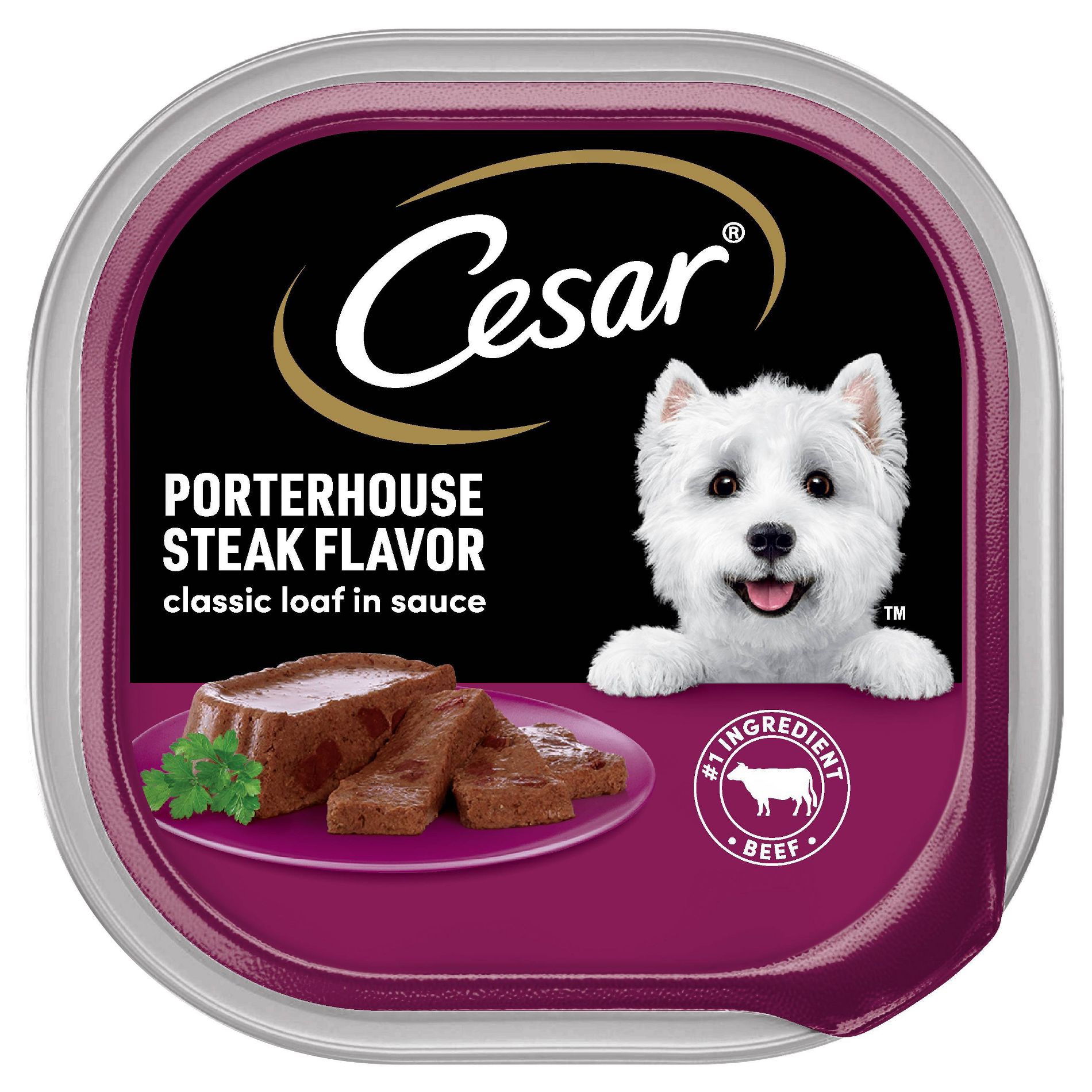 Cesar Classic Loaf in Sauce Porterhouse Steak, Beef and Gravy Flavor Small Breed Wet Dog Food - 3.5oz