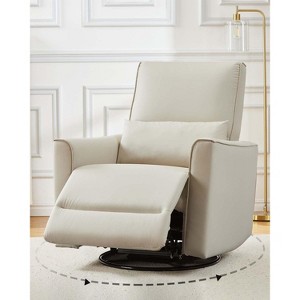 Swivel Rocking Recliner Chair, Manual Recliner Glider with Lumbar Support & Faux Leather Upholstery - 1 of 4