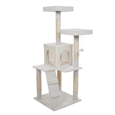 Pet Adobe 4-Foot White Carpet and Sisal Cat Tree