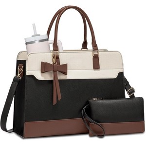 Laptop Tote Bag for Women, Leather Work Bag with Multiple Pockets, Waterproof Business and Teacher Bag - 1 of 4