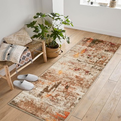 Washable Area Rug, Non Slip Abstract Rugs, Soft Faux Wool Living Room Rug, Low Pile Rugs for Living Room Bedroom Dining Room