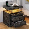Vlsrka LED Nightstand with Charging Station, Smart End Table with 3-Color Human Sensor Lights, Storage Drawers for Bedroom or Study Room - 2 of 3