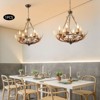 YIYIBYUS Rustic Chandelier with Resin 6 Antlers, Retro Metal Wagon Wheel Vintage Pendant - 2 of 4