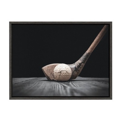 18" x 24" Sylvie Golf Club And Ball Framed Canvas by Shawn St. Peter Gray - DesignOvation