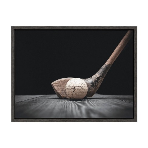 18 X 24 Vintage Golf Club And Ball Framed Canvas Wall Dcor By