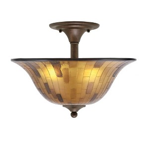 Toltec Lighting Any 2 - Light Flush Mount in  Bronze with 16" Penshell Resin Shade - 1 of 1