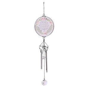 Dicksons WCA-1002 On Angels Wings Our Loved One Flies Silver Tone and Floral 14.5 Inch Aluminum Suncatcher Wind Chime Noisemaker - 1 of 2