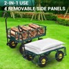 Heavy Duty Steel Garden Cart, Pullable Metal Garden Wagon with 10" Wheels, 180° Rotating Handle and Removable Sides for Outdoor, Farm, Yard - 4 of 4
