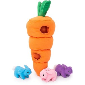 ZippyPaws - Holiday Burrow, Interactive Squeaky Hide and Seek Plush Dog Toy - Easter Carrot - 1 of 1