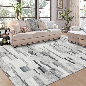 Washable Geometric Rug Non-Slip Modern Abstract Rug Boho Accent Rug - 1 of 4
